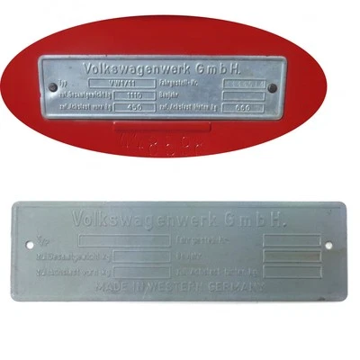 1949 - 1964 VW Volkswagen Early Metal VIN Name Plate fits Ghia Bug Bus Beetle - Image 1 of 4