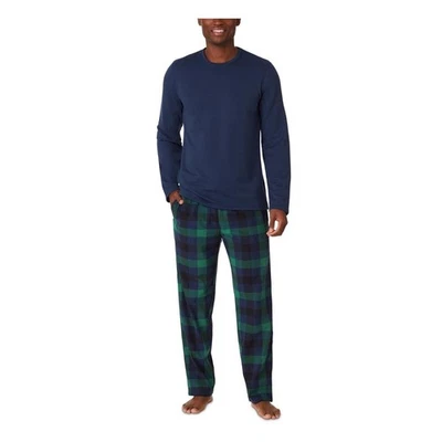 Conjunto de pijama clásico a cuadros azul marino/verde Cuddl Duds para hombre talla M Foto 1 de 4