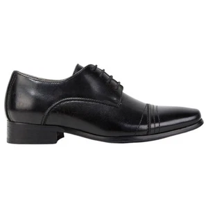 Kids Boys Grosby Tanner Black Dress Work Formal Lace Up Wedding Shoes - Picture 1 of 4