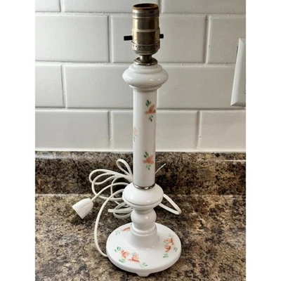Vintage 1970's Boudoir Candle Stick Porcelain Lamp with Feminine Floral Pattern - Image 1 of 4