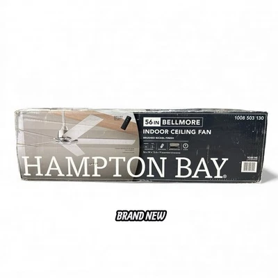 Hampton Bay Bellmore 56" Indoor Brushed Nickel DC-Motor Ceiling Fan with Remote - Image 1 of 4