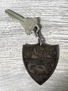 "The Algiers" Hotel Motel Room Key BRASS Fob & Key Miami Beach Florida #642 RARE - Picture 1 of 7