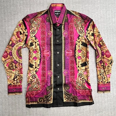 Barabas Shirt Mens Medium Medusa Rhinestone Greek Baroque Button Up Long Sleeves - Image 1 of 4
