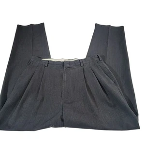 Pantalones de vestir Roundtree & Yorke de fácil cuidado, hombre 34x34, gris, frente plisado, lana, usados en excelente estado - Imagen 1 de 24