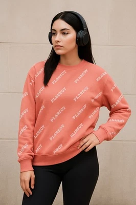 Sudadera Playboy X Missguided Coral Rosa Logo Cuello Redondo - Talla US 8 Foto 1 de 4