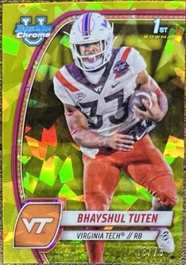 2024 Bowman University Sapphire Bhayshul Tuten refractor amarillo #18/75 #21 - Imagen 1 de 2