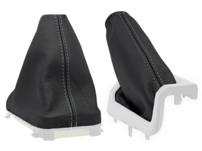 PARA VOLVO V70 2000-2005 CAMBIO DE MARCHAS + POLAINA FRENO CUERO COSTURAS GRIS Foto 1 de 4