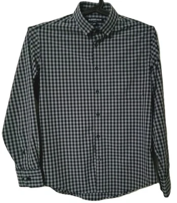 Mizzen+Main Leeward Shirt Mens Small Black Gray Plaid Trim Long Sleeve - Image 1 of 4