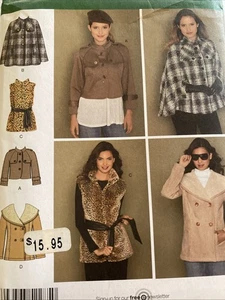 Simplicity Sewing Pattern 2285 Misses Ladies Coats Cape Vest Size 6-14 Uncut - Bild 1 von 5