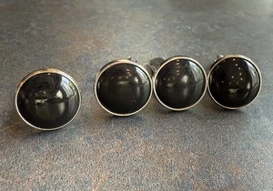 Manschettenknöpfe 4er Set Economy schwarz und silberfarben Kugelboden - Bild 1 von 6