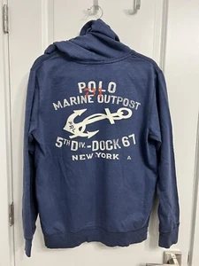 Polo Ralph Lauren Boys Blue Marine Outpost Anchor Hoodie Sz (8-20) XL Pre-owned - Picture 1 of 4