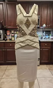 đŸ’¥STUNNING MANDALAY Evening COCKTAIL DRESS Embellished Beaded SNOW 6 - Picture 1 of 15