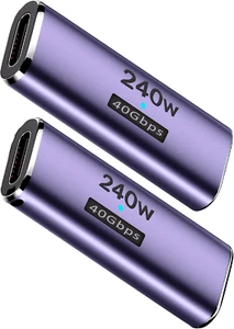 USB C Female to Female Adapter 2 Pack, USB C Coupler USB 4 Adapter Coupler Suppo - Picture 1 of 7