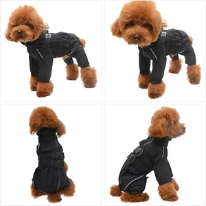 Hunde wasserdichte Jacke leicht reflektierend Sicherheit schwarz Small - Bild 1 von 8