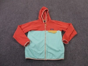 Patagonia Jacket Girl M 10 Orange Blue Fleece Sweater Outdoor Hiking Lightweight - Picture 1 of 13
