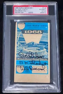Bob Gibson "17k Shutout! MLB Record!" Signed 1968 World Series Game 1 Ticket PSA - Picture 1 of 7