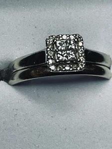 Diamond Wedding Ring & Band 10k White Gold size 7 - 2pcs 4.1 gr - Picture 1 of 5