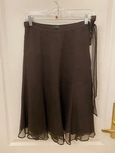 NWT J. Crew Women Brown A-Line Skirt 100% Silk Chiffon Midi Length Size 2 - Picture 1 of 4