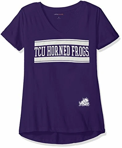 NCAA TCU Horned Frogs Diva Women's Perfect Short Sleeve V-Neck Tee, Purple, S Cover
