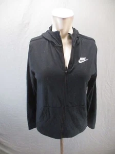 NIKE Size L Girls Black Full Zip Hood Pocket Breathable Slim Athletic Jacket 209 - Picture 1 of 10