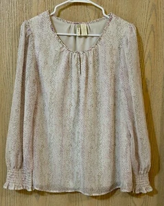 Japna Women's Classic Lined Blouse White/Beige/Brown Size Large - Bild 1 von 4
