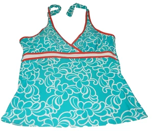 Athletech Women Tankini Tank Swimsuit Bathing Top Plus Sz 24W Padded V-Neck - Picture 1 of 5