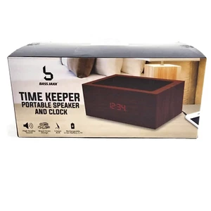 Time Keeper Portable Digital Alarm Clock & Speaker Dark Brown Wood Grain Design - Picture 1 of 6
