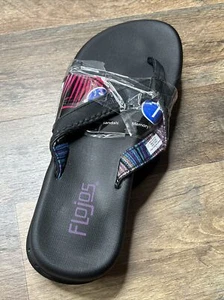 Flojos Damen-Flip-Flop-Riemensandalen Größe 7 schwarz lavendel neu mit Etikett neu ohne Etikett - Bild 1 von 9