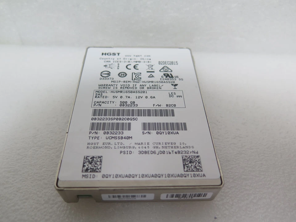 HGST Ultrastar HUSMR1650ASS201 500GB 2.5" Internal Solid State Drive 0B32233 - Image 1 of 1
