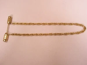 1-9/16" wide with Long Prince of Whales Chain Gold Tone Vintage Collar Bar L35 - Picture 1 of 4