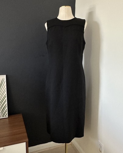 Abito tubino Tory Burch nero senza maniche carriera misto lana foderato taglia 10