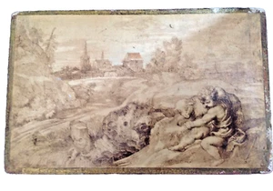 grande SCATOLA LEGNO VINTAGE anni '50/60  cm. 30 x18 x 6 - Foto 1 di 5