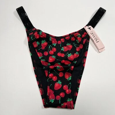 Victoria Secret Medium M Brazilian Bikini Bottom Shine Strap Cherry Strawberry - Image 1 of 3