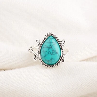 Turquoise Gemstone 925 Sterling Silver Ring Handmade Jewelry Ring For Gift - Image 1 of 3