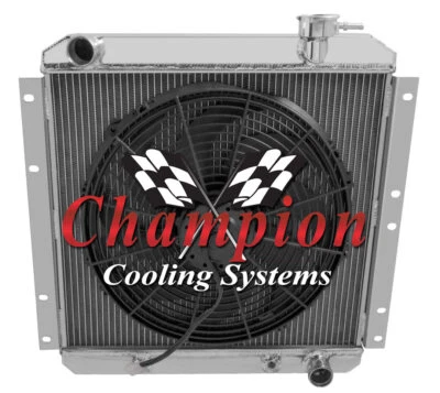 Radiador 2 filas 1" RR Champion, ventilador de 16" para Toyota Land Cruiser 1958-1980 motor V6 Foto 1 de 4