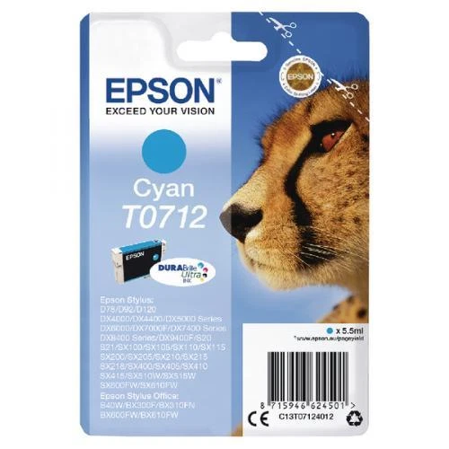 Cartuccia Epson T0712 inchiostro ciano ghepardo originale