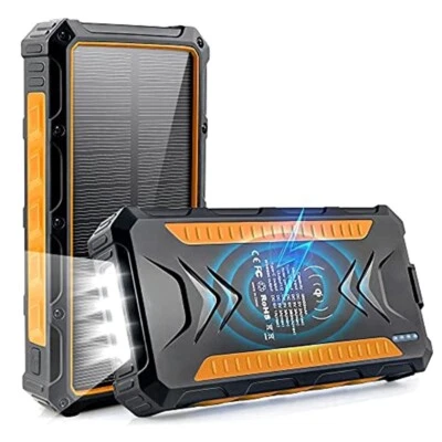 DJROLL Power Bank Solare 36000mAh Wireless Impermeabile Ricarica Rapida - Immagine 1 di 4