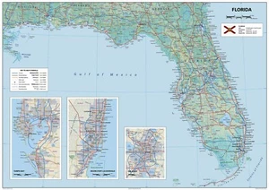 Florida State USA Physical Map - Laminated - 100cm x 70cm - Bild 1 von 3
