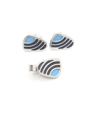 Винтажный Speidel MCM запонки галстук зажим модернистский подходящий набор середины века мужской - Изображение 1 из 4