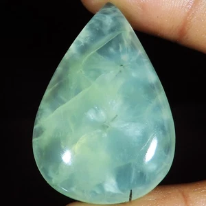 natürlicher PREHNIT Birnenform Cabochon lose Edelstein 83,85 Karat. (27x40x09mm) - Bild 1 von 6