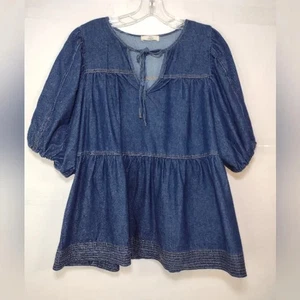 Entro Damen Denim Ballón Ärmel Top Größe (M) - Bild 1 von 11