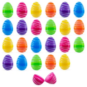 Set of 24 Colorful Zebra Print Fillable Plastic Easter Eggs 2.25 Inches - Picture 1 of 6