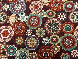 Rio Michele D'Amore Marcus Brothers braun weinrot Paisley Blumen geometrisch 1 Yd - Bild 1 von 2