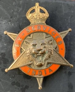 Rare Genuine WW2 Indian Army “Ex Services India” Gilt-Enamel Lapel Badge #1752 - Picture 1 of 4