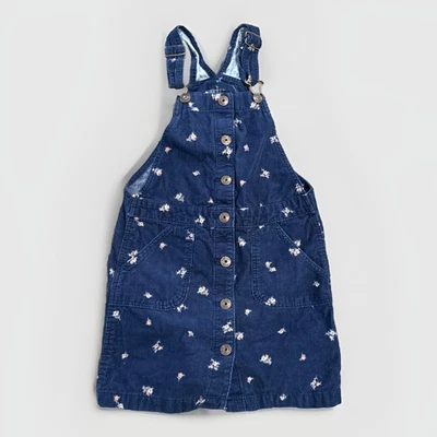 Osh Kosh B’Gosh Niñas 8 Pana Mono Vestido Jersey Floral Azul Marino Chaleco Espalda Foto 1 de 4