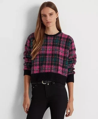 Suéter Pullover Lauren Ralph Lauren Etiqueta Negra Mezcla de Lana A Cuadros Cuello Redondo Mujer M Foto 1 de 4