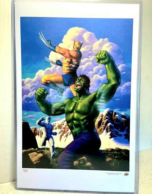 Marvel 2023 Fleer Wolverine Hulk Lithograph Poster Achievement Greg Hildebrandt - Image 1 of 3