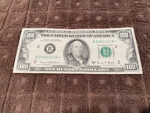 BILLET ÉTOILE BANQUE RÉSERVE FÉDÉRALE 100 $ 1969 C NEW YORK FR# 2166-A* - Photo 1 sur 2