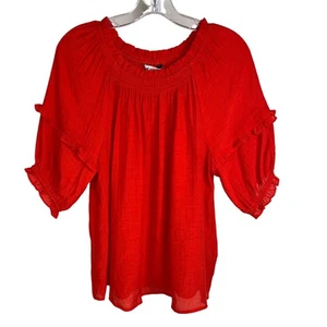 Nanette Lepore Top Damen Medium hellrot Ballonärmel neu mit Etikett Sommer Party - Bild 1 von 9