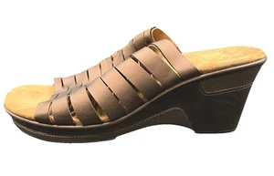 Natural Soul Reina Bronze Brown Wedge Sandals Size 9 Memory Foam Insole 0708204 - Picture 1 of 7
